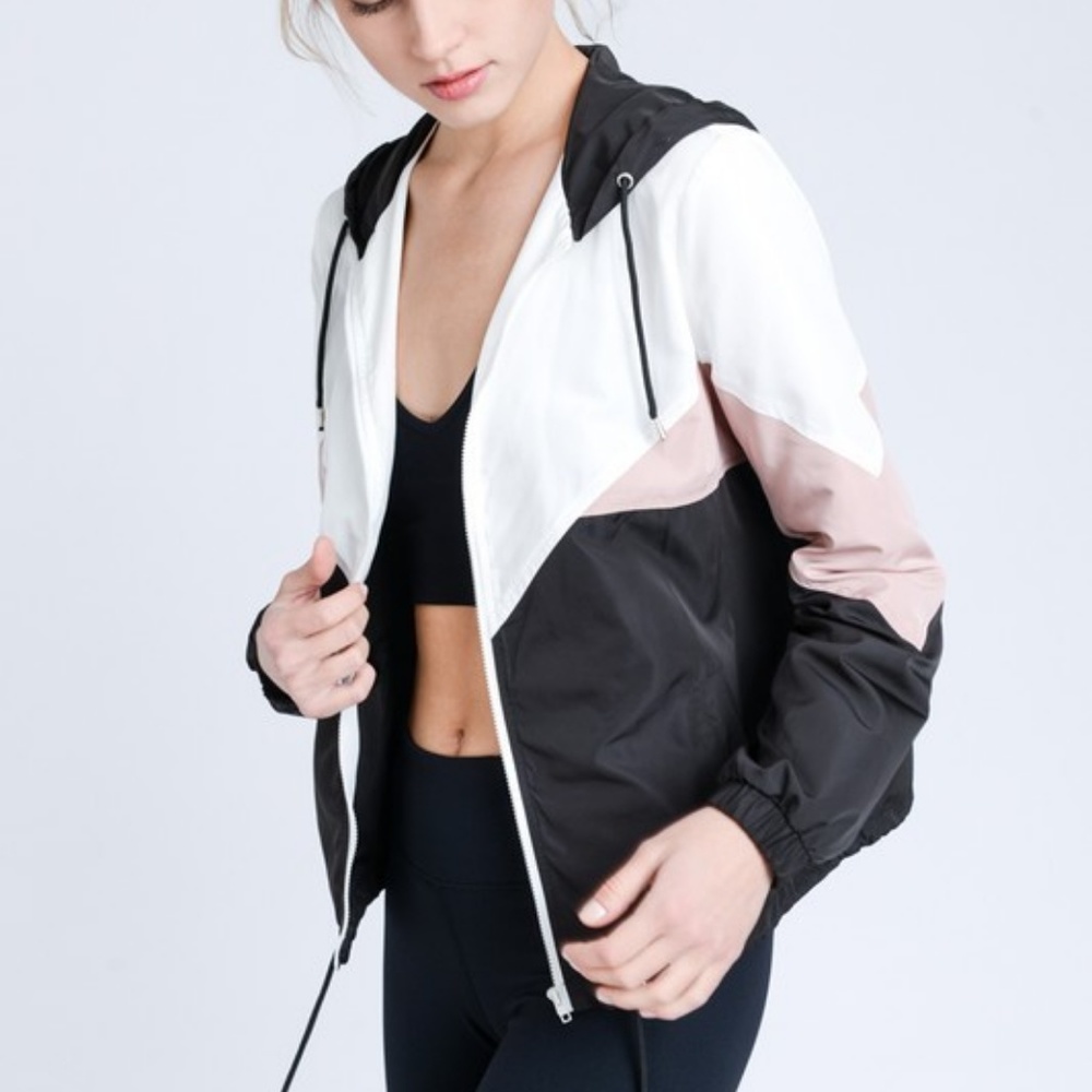 Black/Pink Color block Windbreaker